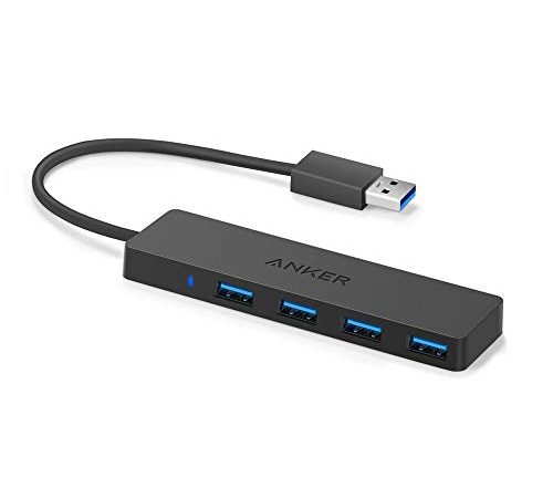 Anker Data Hub 4 Ports USB 3.0 Ultra Fin - Hub USB 3.0 pour transfert de données 5Gb/s - Câble: 22cm