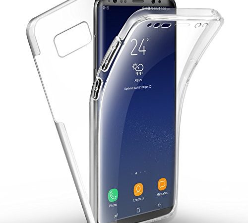 AROYI Coque Compatible avec Samsung s8,Coque Transparent Silicone Souple Avant et Arrière PC Rigide Intégral 360 Degres Full Body Protection Anti-Rayures Étui Housse Compatible avec Galaxy S8