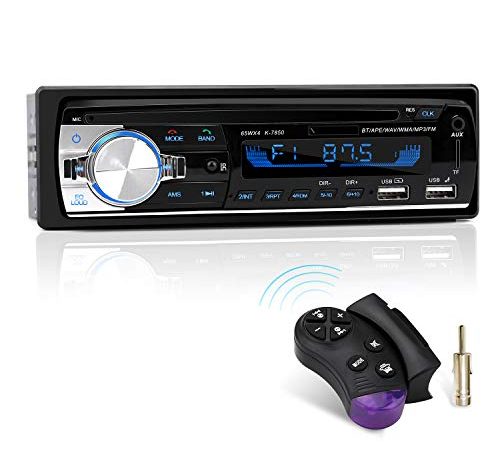 Autoradio Bluetooth, CENXINY 1 DIN Radio Voiture Récepteur avec Lecteur MP3 WMA FM Télécommande, Deux USB Port,Main Libre Stéréo 4 x 65W Soutien iOS, Android