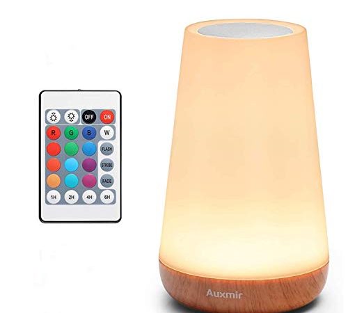 Auxmir Veilleuse LED, Lampe de Chevet Colorée, Lampe Nuit Tactile avec 13 Couleurs Changeantes, Lampe de Table Rechargeable avec Lumière Blanche Chaude pour Chambre à Coucher, Salle de Bébé et Salon