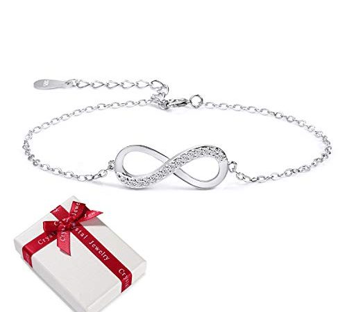 Bracelet pour Femme Bijoux en Argent Sterling zircone cubique 925 pour Femmes, Infinity Infinity Symbol Infinity Love Bracelets Bracelet Bracelets Cadeau pour l'anniversaire de Noël Saint Valentin