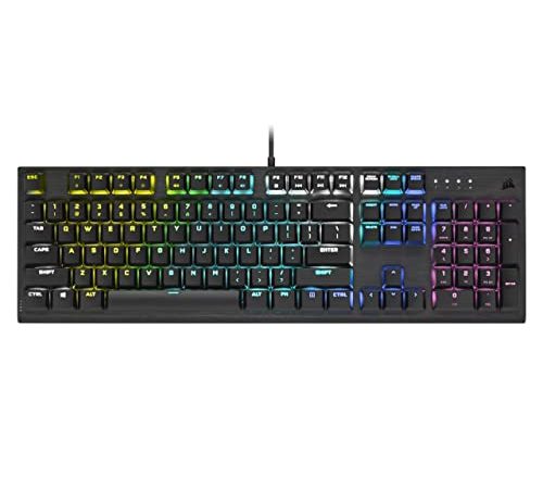 Corsair K60 RGB PRO Clavier mécanique gaming (Switchs mécanique CHERRY MX Low Profile SPEED: Lisse et Rapide, Châssis en Aluminium durable, Rétroéclairage à LED RGB par touche) AZERTY, Noir