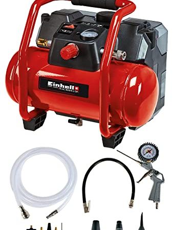 Einhell Compresseur sans fil TE-AC 36/6/8 Li OF Set Power X-Change (2 batteries li-ion 18 V, 8 bar maximum, réservoir de 6 litres, moteur sans huile, avec accessoires, vendu sans batterie ni chargeur)