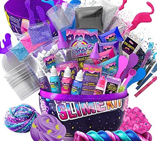GirlZone Cadeaux pour les Filles Slime Kit Galaxy Oeuf Surprise pour Enfants avec Glow in The Dark Poudre, Slime Glitter pour Slime Crunchy - Fabrique à Slime Galactique