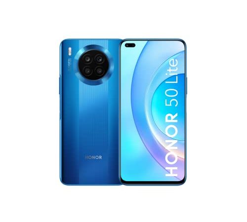 HONOR 50 Lite Smartphone Débloqué – Téléphone Portable 128 Go, 6 Go RAM, Double SIM, Quad Caméra 64 MP, Ecran 6,67", SuperCharge 66W, Snapdragon SDM662, NFC – Bleu