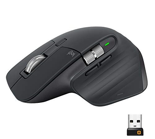 Logitech MX Master 3 Advanced Souris sans fil, Récepteur USB Bluetooth/2.4GHz, Défilement Rapide, Suvi 4000 DPI Toute Surface, Confortable, 7 Boutons, Rechargeable, PC/Mac/Laptop/iPadOS - Gris Foncé