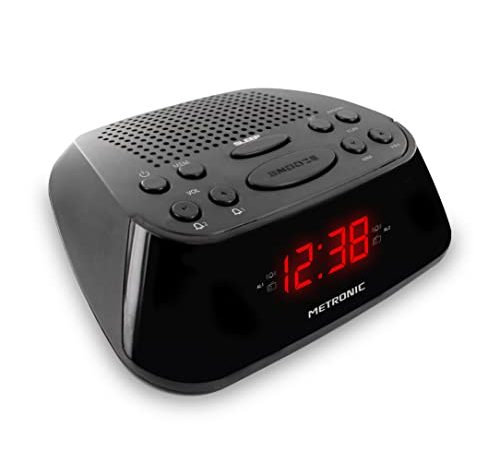 Metronic 477003 Radio-réveil FM Double Alarme - Noir
