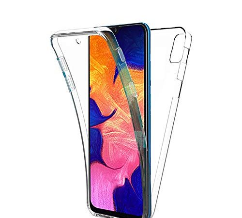 New&Teck Coque 360 Degré Samsung Galaxy A10 - Protection intégrale Transparent Avant + Arrière en Rigide, Housse Etui Tactile - Antichoc, Samsung Galaxy A10