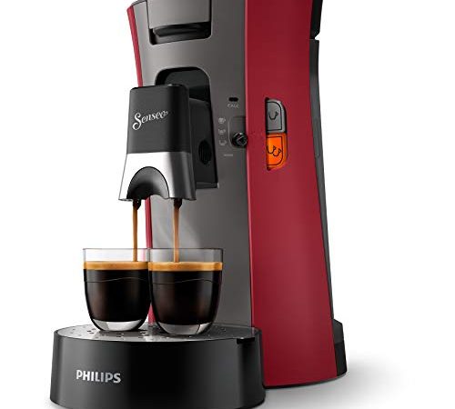 Philips CSA240/91 Machine à Café à Dosettes SENSEO Select Eco, Intensity Plus, Crema Plus, Fonction Memo - Rouge intense