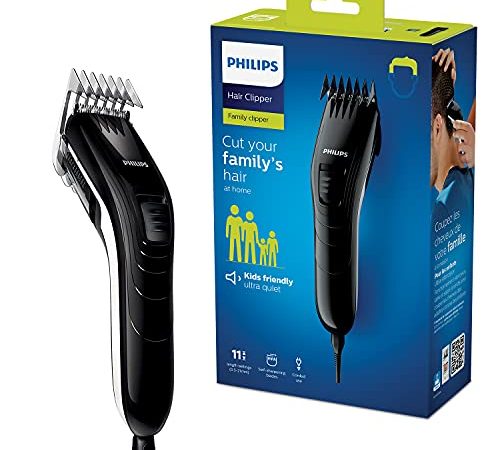 Philips QC5115/15 Tondeuse à Cheveux, 11 Réglages de Longueur, Lames en Inox, Fonctionnement sur Secteur