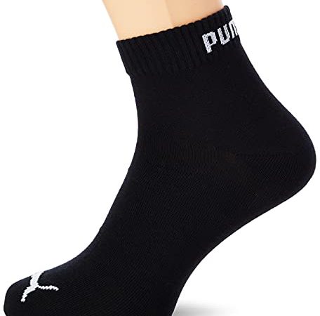 Puma Quarter Plain 3 Paire, Chaussettes de Sport Unisex - Noir - 43/46