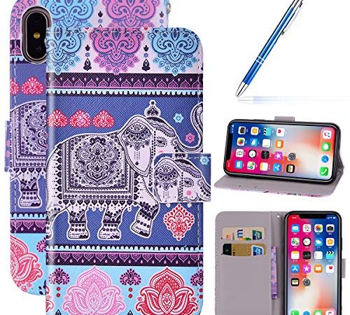 Robinsoni Compatible avec iPhone XS Max Coque Cuir Pochette Portefeuille Livre Coque à Rabat Housse de Protection,Panda Hibou Ananas Fleur 3D Motif Coque Porte-Cartes Stand Flip Case Wallet.