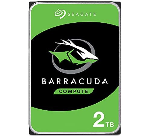Seagate BarraCuda, 2 To, Disque dur interne HDD – 3,5" SATA 6 Gbit/s 7 200 tr/min, 256 Mo de mémoire cache, pour PC de bureau , Ouverture facile (ST2000DMZ08)
