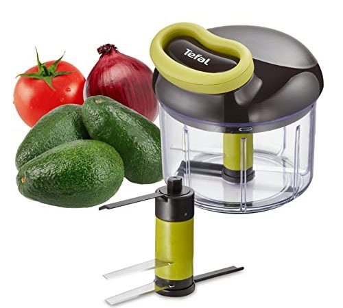 Tefal Hachoir manuel 5 secondes, 900 ml, Hacher, découper, mixer, Légumes, Noix, Oignons, Lames en acier inoxydable, Cuisine rapide et facile K1320404