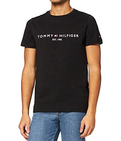 Tommy Hilfiger T Shirts MenMens ClothesTommy Hilfiger Shirt T Shirt Men's Core Tommy Logo Tee Noir (Jet Black Base) M