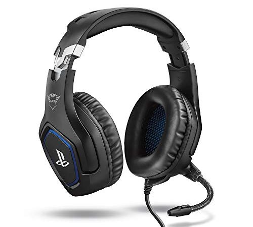 Trust Gaming Casque Gamer PS4 avec Licence Officielle pour Playstation GXT 488 Forze - avec Microphone Flexible Repliable, Coupure du Micro et Réglage du Volume sur Fil - Noir