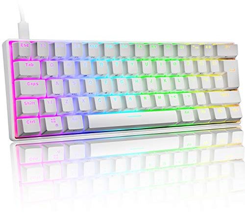 UK61 60% véritable Clavier de Jeu mécanique Type C Filaire 61 Touches LED rétro-éclairé USB Clavier étanche rétro-éclairage RVB Touches Anti-ghosting pour Ordinateur/PC/Ordinateur Portable/Mac