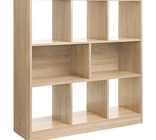 VASAGLE Bibliothèque, Étagère, Meuble de Rangement avec Compartiments Ouverts, pour Salon, Chambre, Bureau, Cloison Séparateur, 97,5 x 30 x 100 cm, Couleur Boisée LBC52NL