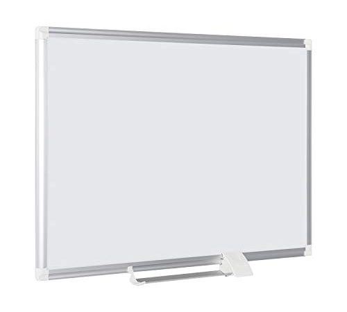 Bi-Office Tableau Blanc New Generation, Magnétique en Acier Laqué, Cadre en Aluminium, Porte-Marqueur Coulissant, 90 x 60 cm