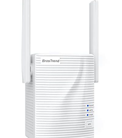 BrosTrend Répéteur WiFi AC 1200 MB/s, Amplificateur WiFi, WiFi Extender, Booster WiFi, Couverture WiFi Étendue 5 GHz & 2,4 GHz Double Bande, Compatible avec Toutes Les Box Internet, 1 Port Ethernet