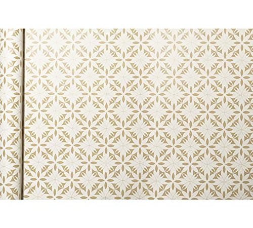 Clairefontaine 223830C - Un Rouleau De Papier Cadeau - Kraft Brut 70g 100% Recyclé - 5mx35cm (Spécial Petite Largeur) - Motif : Fleurs Blanches - Emballage Cadeau, Idéal Pour Les Petits Emballages