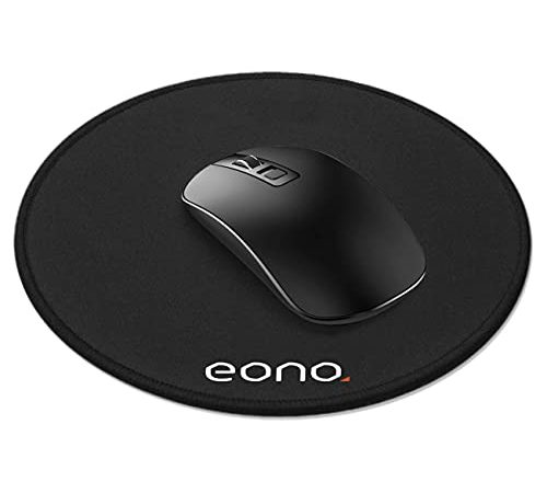 Eono Tapis de Souris Rond 250 x 3 mm, Ultra Fin, améliore la Vitesse et la précision, Base en Caoutchouc antidérapant, résistant à l'usure