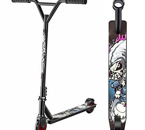 FORMIZON Trottinette Freestyle Pro Stunt Scooter, Trottinette Pro Résistant avec Alliage Roulements ABEC-9, Trick Scooter Rotation 360 Degrés à Guidon Large, Trotinette pour Enfant et Ado (Rouge)