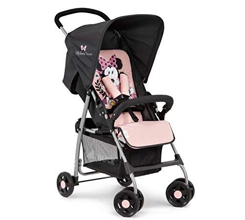 Hauck Disney Poussette Citadine Sport / Ultra Légère 5,9 kg / Position Couchée dès la Naissance / Capote Pare Soleil / Grand Panier Achats / Pliable Compacte / Jusqu'à 18 kg / Noir Rose