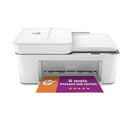 HP DeskJet 4120e Imprimante tout en un - Jet d'encre couleur – 6 mois d’Instant Ink inclus avec HP+ (Photocopie, Scan, Impression, Chargeur automatique de documents, Wifi)