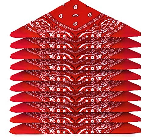 ...KARL LOVEN Lot de Bandana 100% Coton paisley foulard fichu Rouge
