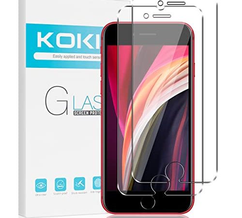 Kokio 2 Pièces Verre Trempé Compatible avec iPhone SE 2022/SE 2020/8 / 7 / 6s / 6, Film Protection écran sans Bulles d'air HD Ultra Transparent Dureté 9H Glass pour iPhone SE 3/SE 3 rd