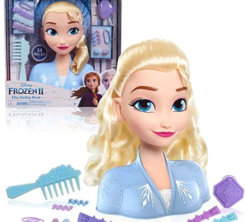 La Reine des Neiges 2 Elsa, Tête à Coiffer Basic, 14 Accessoires de Coiffure Inclus, Jouet pour Enfants dès 3 Ans FRND2000