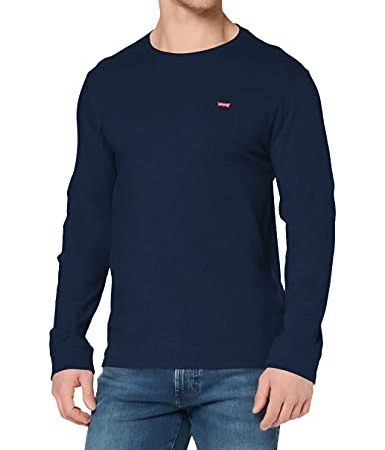 Levi's Original HM Tee DR T-Shirt, Blue (Ls Cotton + Patch Dress Blues 0001), X-Large Homme