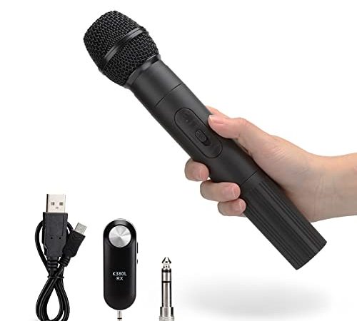 Microphone à main sans fil, microphone universel professionnel en métal à bande UHF avec boîtier récepteur miniature de 3,5 mm, pour karaoké, chant Ktv familial, discours, pour Android/iPhone/iPC