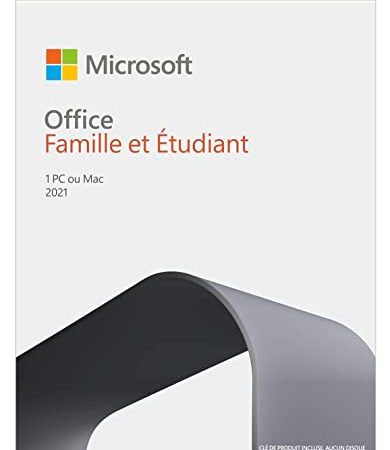 Microsoft Office Famille et Étudiant 2021 | Achat définitif | 1 PC ou MAC | Téléchargement