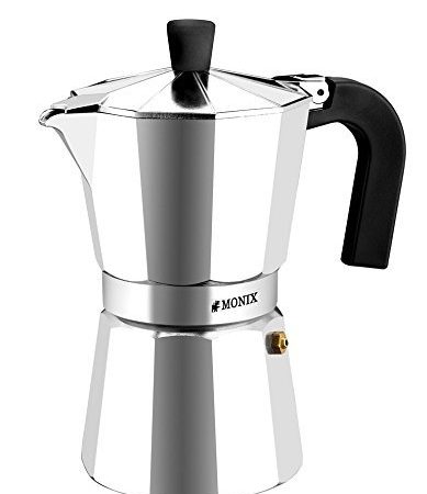 Monix Vitro Expres - Cafetière de 6 Tasses, Fabriquée en Aluminium, Compatible Toutes Sources de Chaleur Sauf Induction