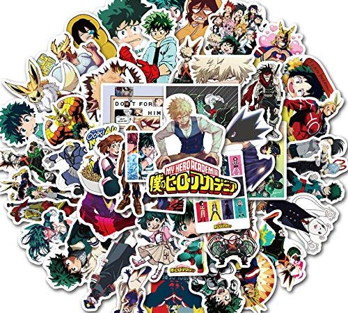 Pack d'autocollants My Hero Academia 50 Pièces,Unique Cool Autocollants pour Ordinateur Portable Bouteille D'eau Cahier Guitare Skateboard Voyage Enfant Autocollants