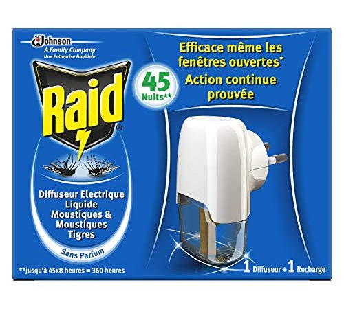 RAID DIFFUSEUR ELECTRIQUE LIQUIDE ANTI-MOUSTIQUES 45 NUITS 1 DIFFUSEUR + 1 RECHARGE 27ML