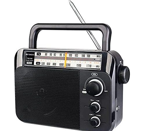 Retekess TR604 Radio Portable FM AM 2 Bandes Radio Transistor, Fonctionnement sur Secteur ou Piles, pour Les Personnes Âgées (Noir)