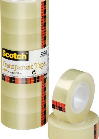 Scotch Ruban Adhésif Transparent 550 - 8 Rouleaux - 19mm x 33m - Ruban Adhésif Transparent à Usage Général pour l'Ecole, la Maison et le Bureau