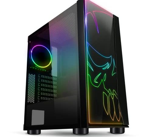 Spirit Of Gamer - Boitier PC Gamer RGB Ghost One - Façade et Paroi en Verre Trempé - 60 Modes de Rétroéclairage - 2 Ventilateur Adressable 120mm Inclus - Compatible Aura/MSI Mystic/ASROCK