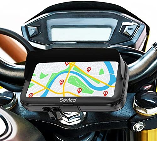 Support telephone moto sportive valable pour les guidons et semiguidons de tous types d'epaisseur et de forme Coque etanche avec visiere valide pour les smartphones jusqu'a un ecran de 7,5"