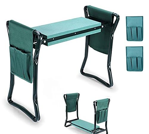 Tabourets de Jardinage Pliable, Tabouret Agenouilloir Siège de Jardin Siège de Jardin avec 2 Sacs à Outils Agenouilloir de Jardin 60x49x27cm