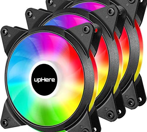 upHere 3-PIN 120mm Couleur/Rainbow LED Ventilateurs de Boitier PC Silencieux Pack Triple (T3CF3-3)