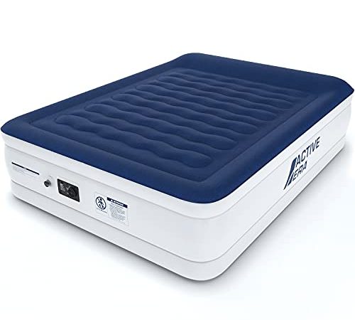 Active Era Matelas Gonflable 2 Personnes, Pompe Électrique Intégrée, Oreiller surélevé avec Technologie I-Beam, Matelas pneumatique pour l’extérieur et Le Camping - 203 x 152 x 56 cm