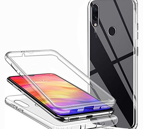 Coque pour Xiaomi Redmi Note 7/Redmi Note 7 Pro, Ultra Mince Transparent Avant et Arrière Full Protection 2 en 1 360 Degrès Souple Silicone TPU y PC Housse Etui Version Améliorée Anti-Rayures Antichoc