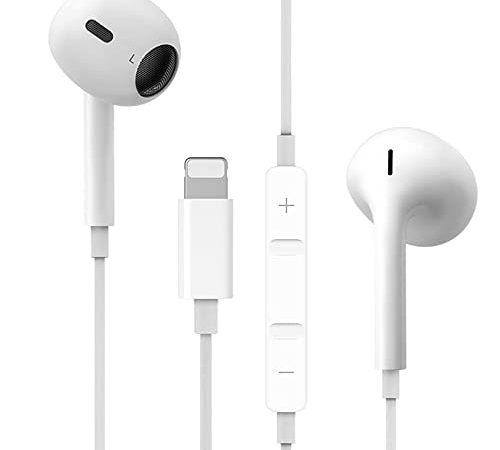 Écouteurs Filaires Intra-Auriculaires pour iPhone,Casque antibruit filaires stéréo HiFi avec Micro et contrôle du Volume intégrés compatibles avec iPhone 13/12/12 Pro/11/11Pro/XS/XS Max/X/XR/SE/7/8P