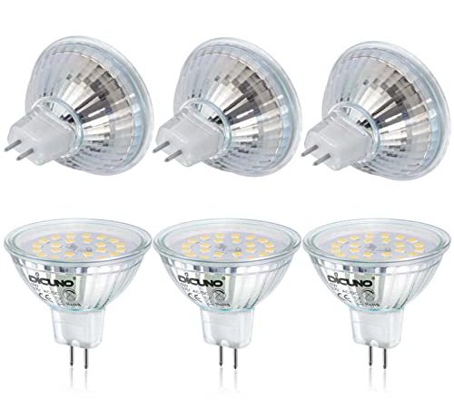 DiCUNO Ampoule LED GU5.3 MR16 5W, Blanc neutre 4000K, Non dimmable, 12V Ampoules LED Spot GU 5.3, Équivalent halogène 50W, 500LM, Angle de faisceau 120 °, Lot de 6