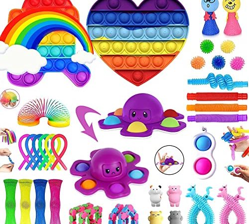 Fidget Toys, 34 Pièces Fidget Toys Pack peut Soulager Efficacement le Stress des études et du Travail, les Sensory Toys Sont de Petits Jouets pour Adultes, Enfants, Couples, Jouet Anti Stress Enfant