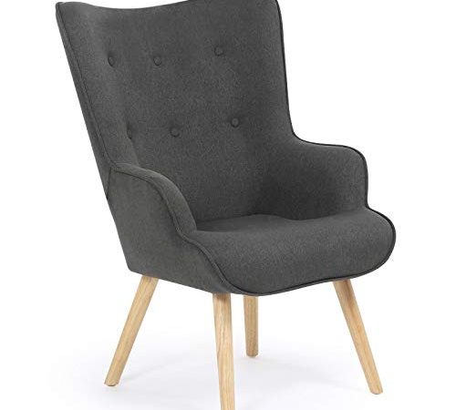 IDMarket - Fauteuil scandinave Ivar en Tissu Gris Anthracite